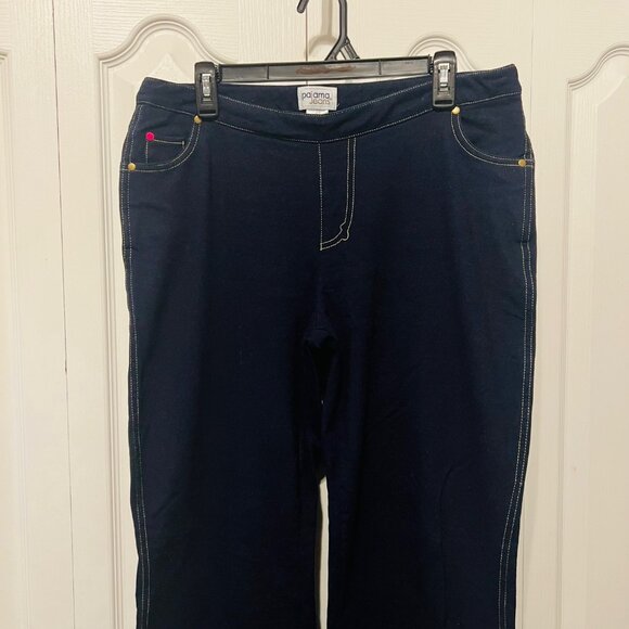 Pajama Jeans-Pull On Women's Drawstring Waist Dark Blue Wash Stretch Pants-Sz Lg - Picture 4 of 16